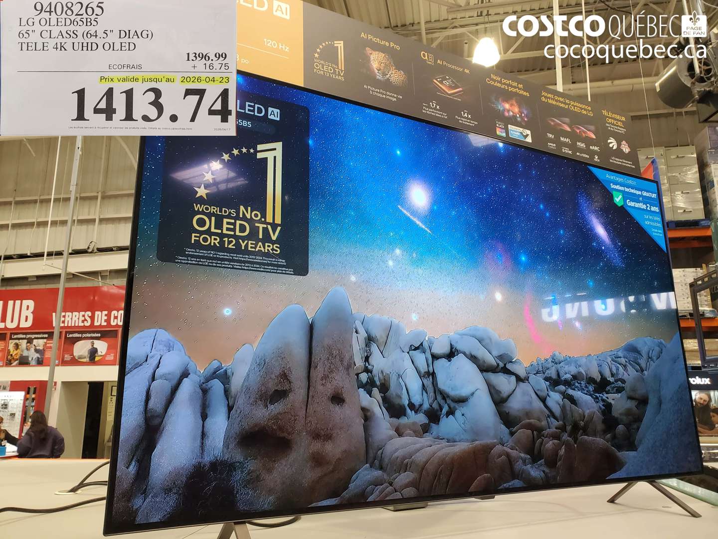 9408265 LG OLED65B5 65 CLASS (64.5 DIAG) TELE 4K UHD OLED (EXPIRES ON 2026-04-23) $1413.74