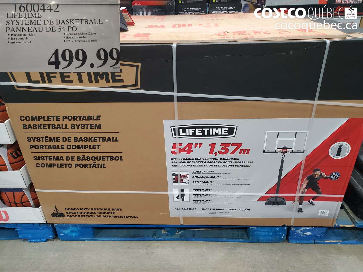 1600442 LIFETIME SYSTEME DE BASKETBALL PANNEAU DE 54 PO $499.99