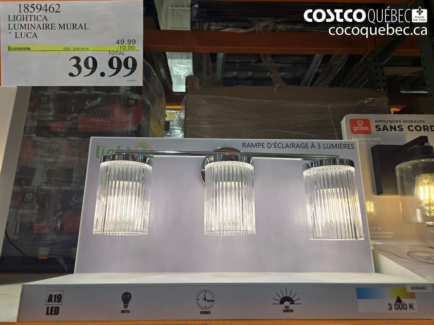 1859462 LIGHTICA LUMINAIRE MURAL LUCA ($10.00 INSTANT SAVINGS EXPIRES ON 2026-04-06) $39.99