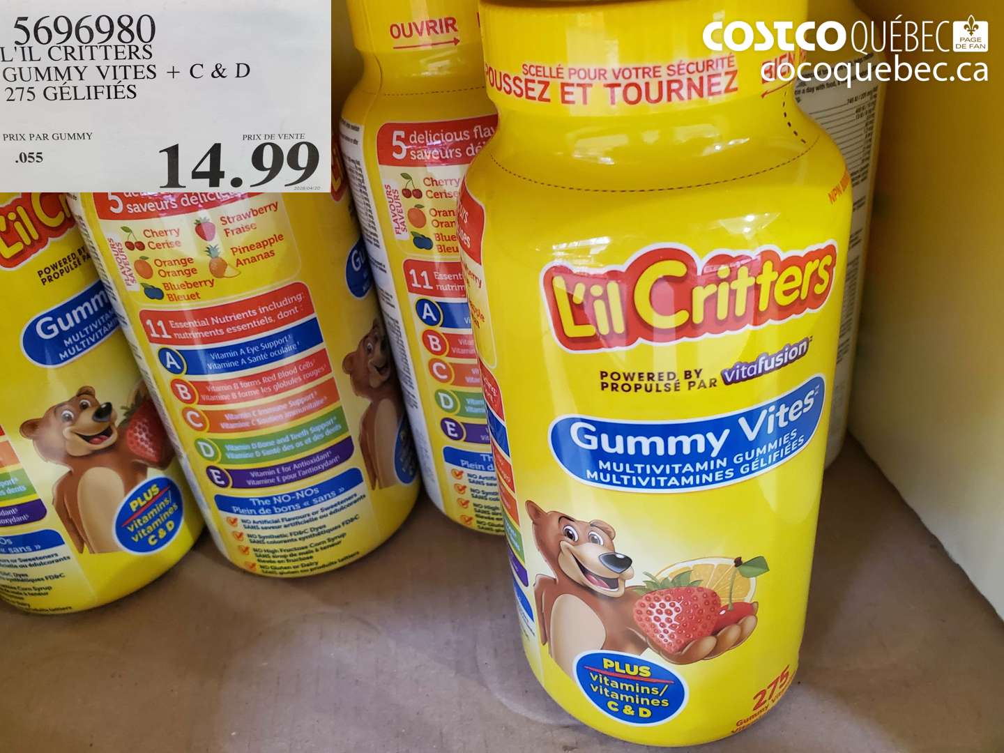 5696980 L'IL CRITTERS GUMMY VITES + C & D 275 GELIFIES $14.99