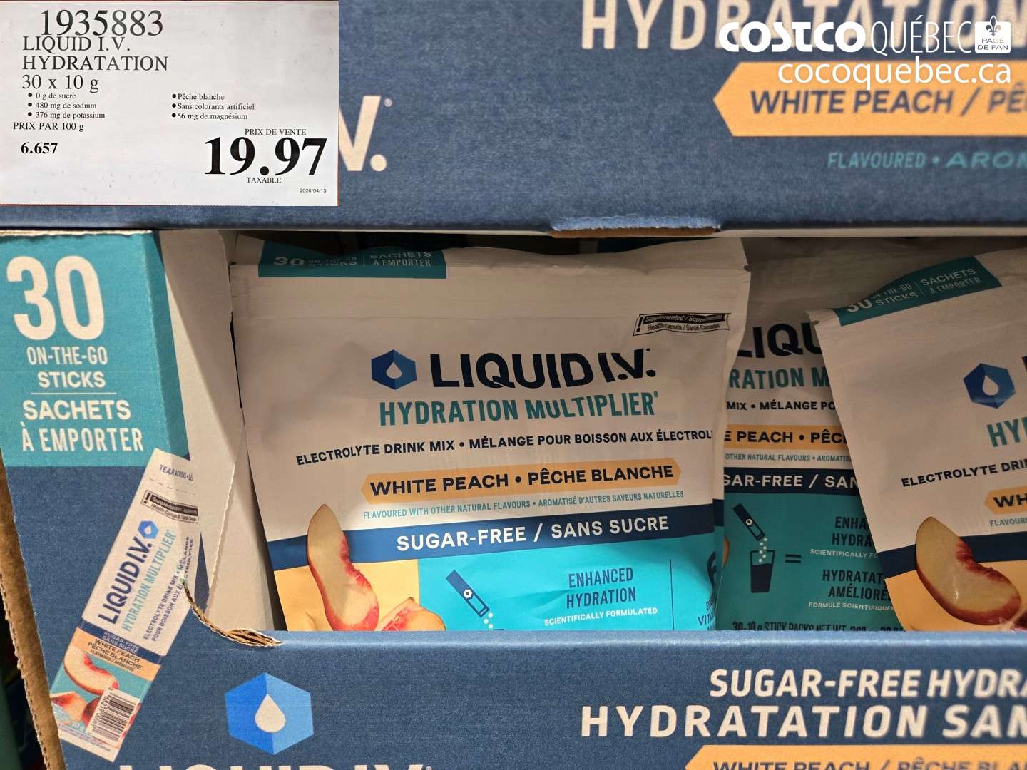 1935883 LIQUID I.V. HYDRATION 30 X 10 G $19.97