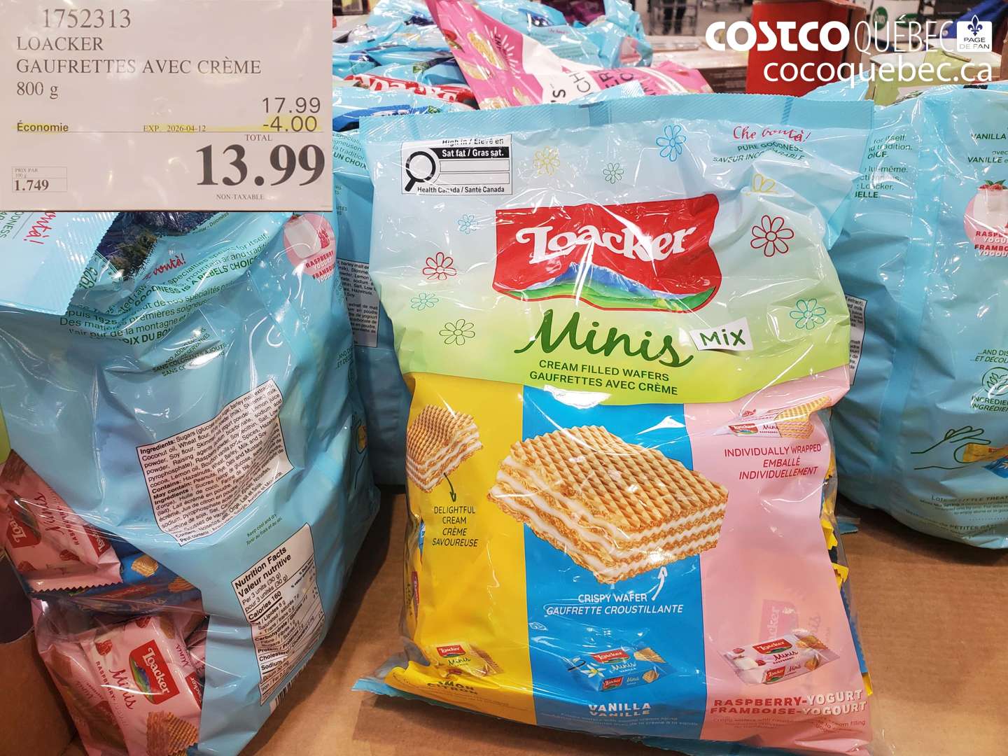 1752313 LOACKER GAUFRETTES AVEC CREME 800 g ($4.00 INSTANT SAVINGS EXPIRES ON 2026-04-12) $13.99