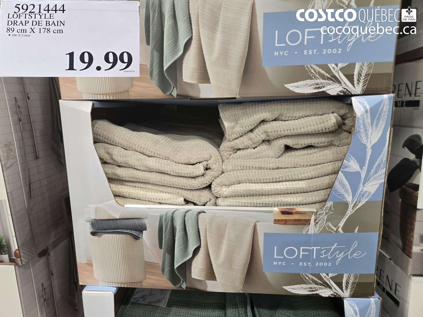 5921444 LOFTSTYLE DRAP DE BAIN 89 CM X 178 CM $19.99