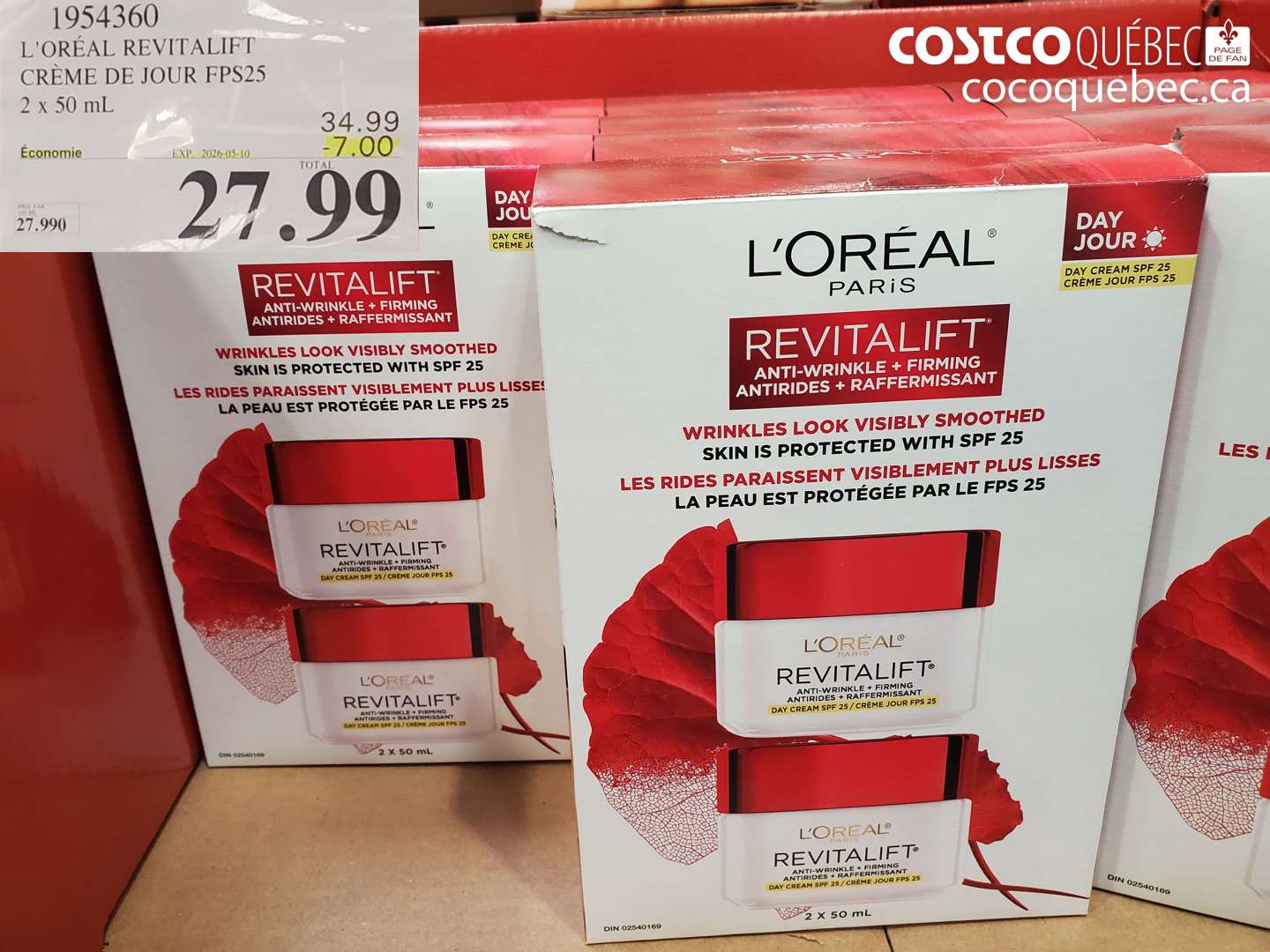 1954360 L'ORÉAL REVITALIFT CRÈME DE JOUR FPS25 2 X 50 ML ($7.00 INSTANT SAVINGS EXPIRES ON 2026-05-10) $27.99
