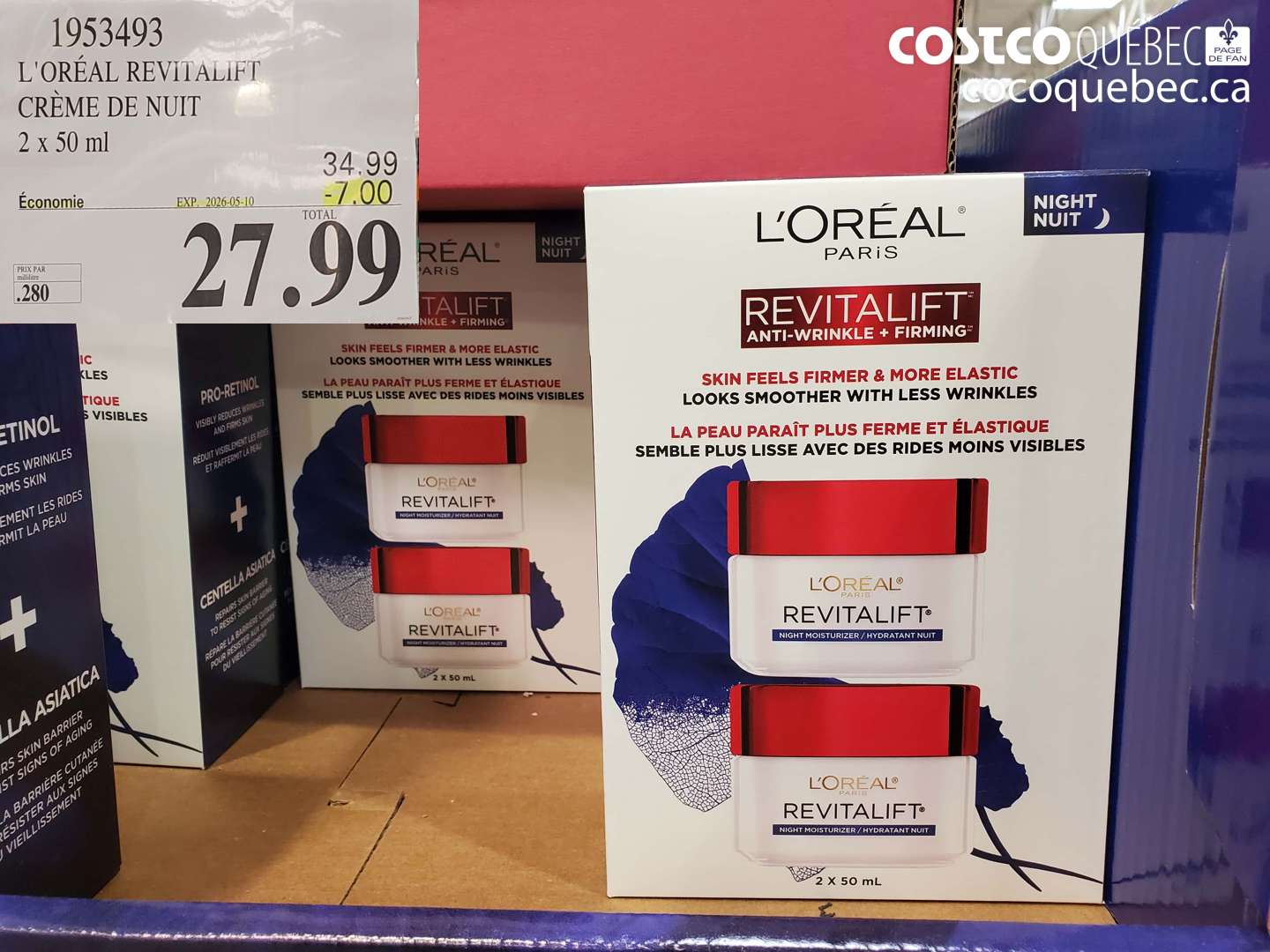 1953493 L'OREAL REVITALIFT CREME DE NUIT 2 X 50 ML ($7.00 INSTANT SAVINGS EXPIRES ON 2026-05-10) $27.99