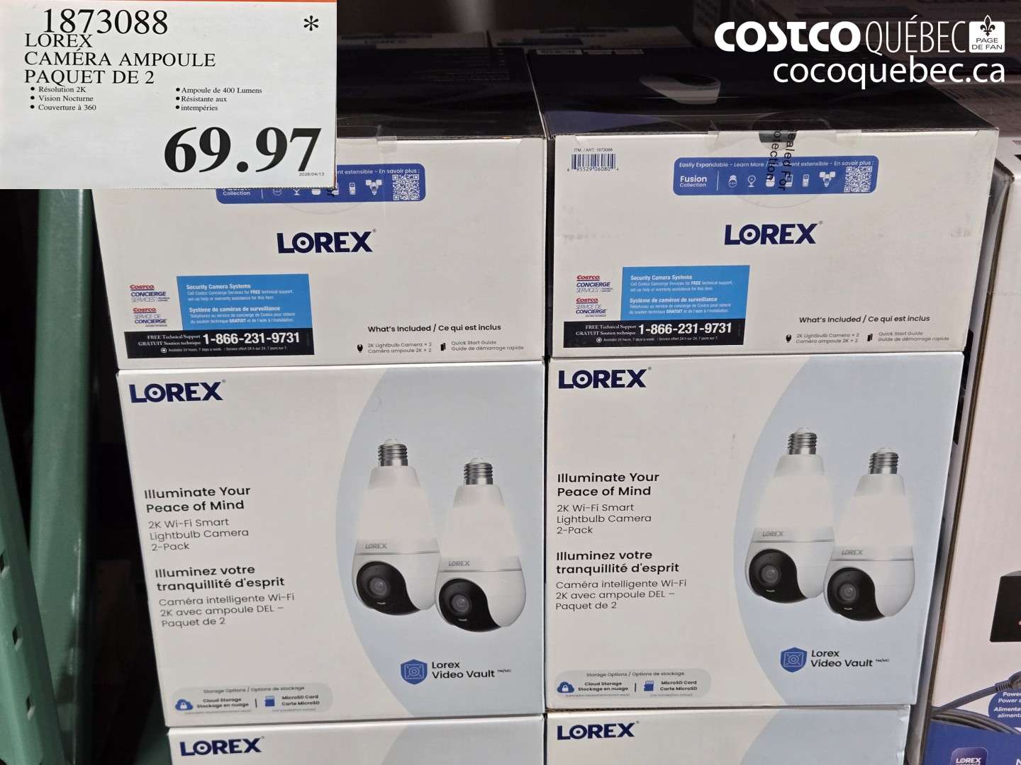 1873088 LOREX CAMÉRA AMPOULE PAQUET DE 2 $69.97