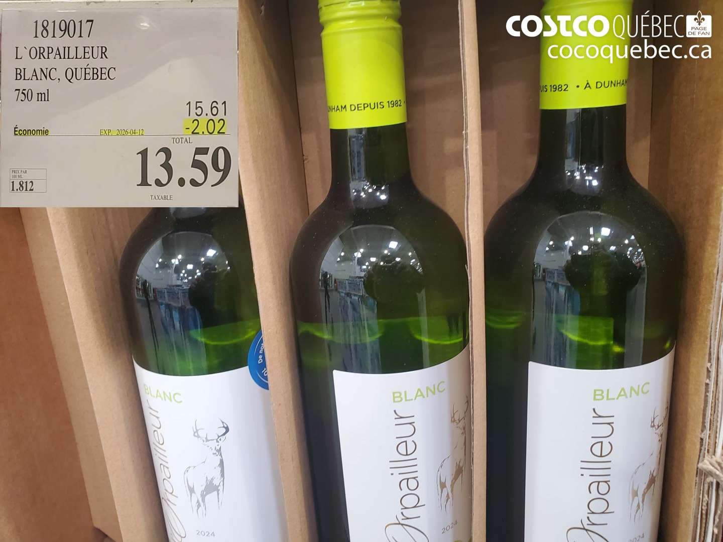 1819017 L'ORPAILLEUR BLANC, QUÉBEC ($2.02 INSTANT SAVINGS EXPIRES ON 2026-04-12) $13.59