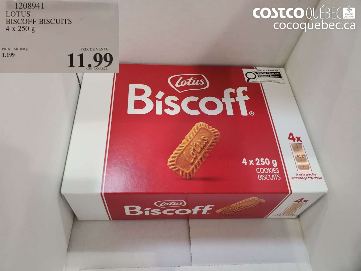 1208941 LOTUS BISCOFF BISCUITS 4 X 250 G $11.99