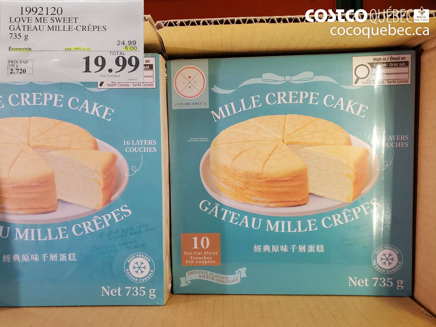 1992120 LOVE ME SWEET GÂTEAU MILLE-CRÊPES ($5.00 INSTANT SAVINGS EXPIRES ON 2026-05-03) $19.99
