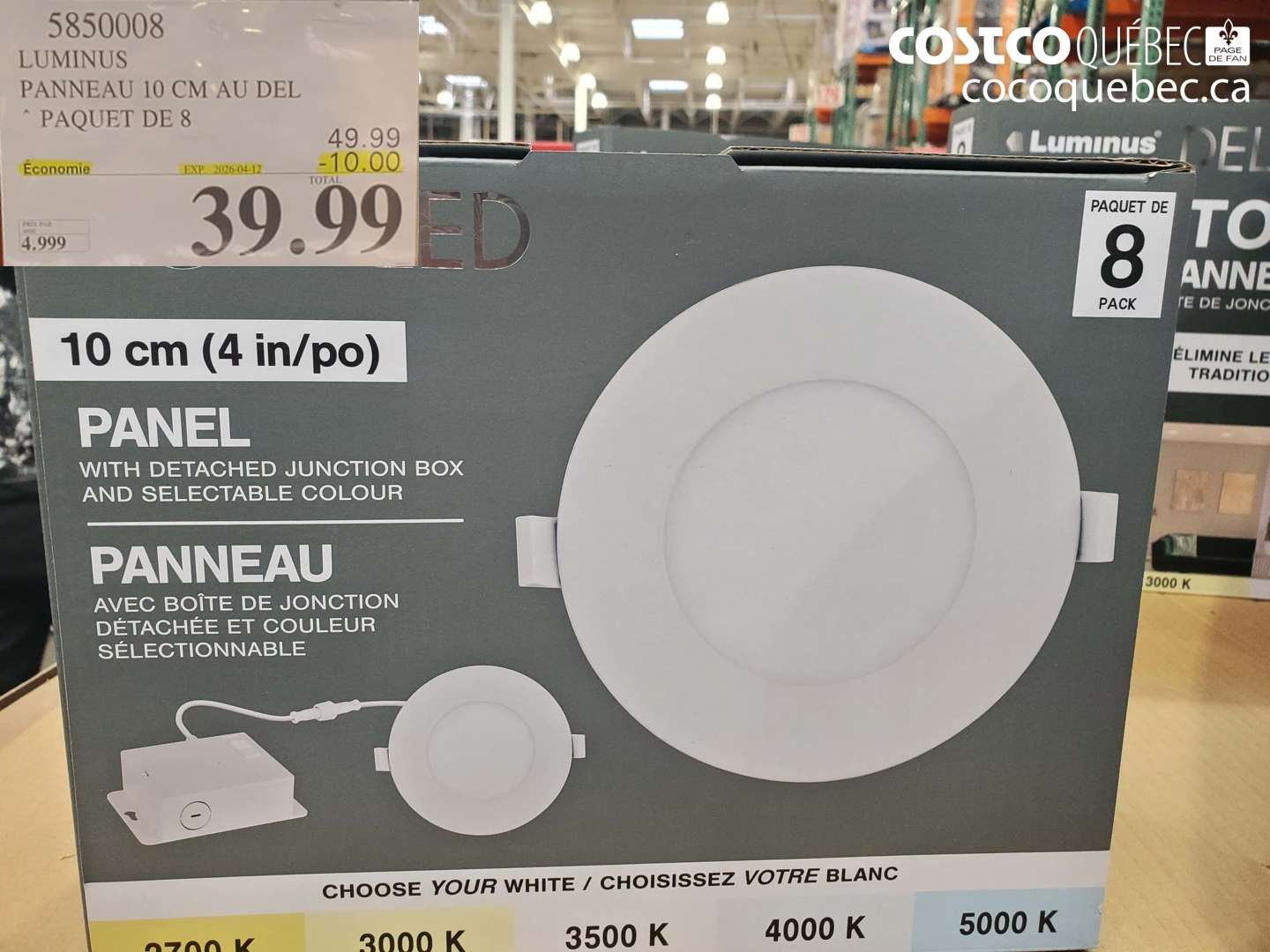 5850008 LUMINUS PANNEAU 10 CM AU DEL PAQUET DE 8 ($10.00 INSTANT SAVINGS EXPIRES ON 2026-04-12) $39.99