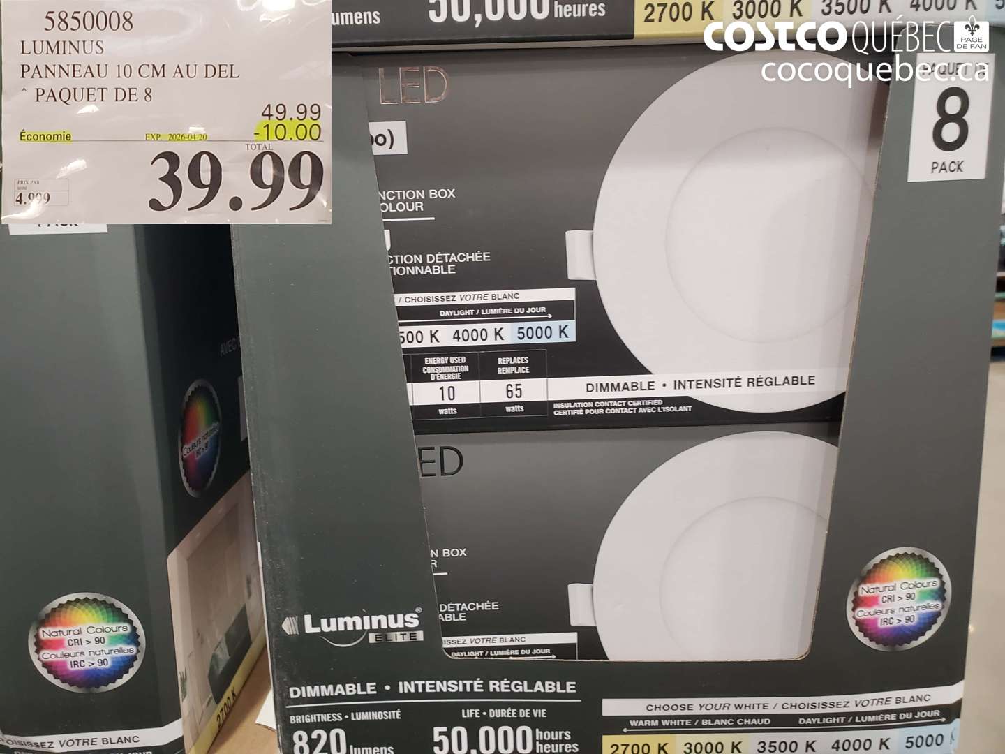 5850008 LUMINUS PANNEAU 10 CM AU DEL PAQUET DE 8 ($10.00 INSTANT SAVINGS EXPIRES ON 2026-04-20) $39.99