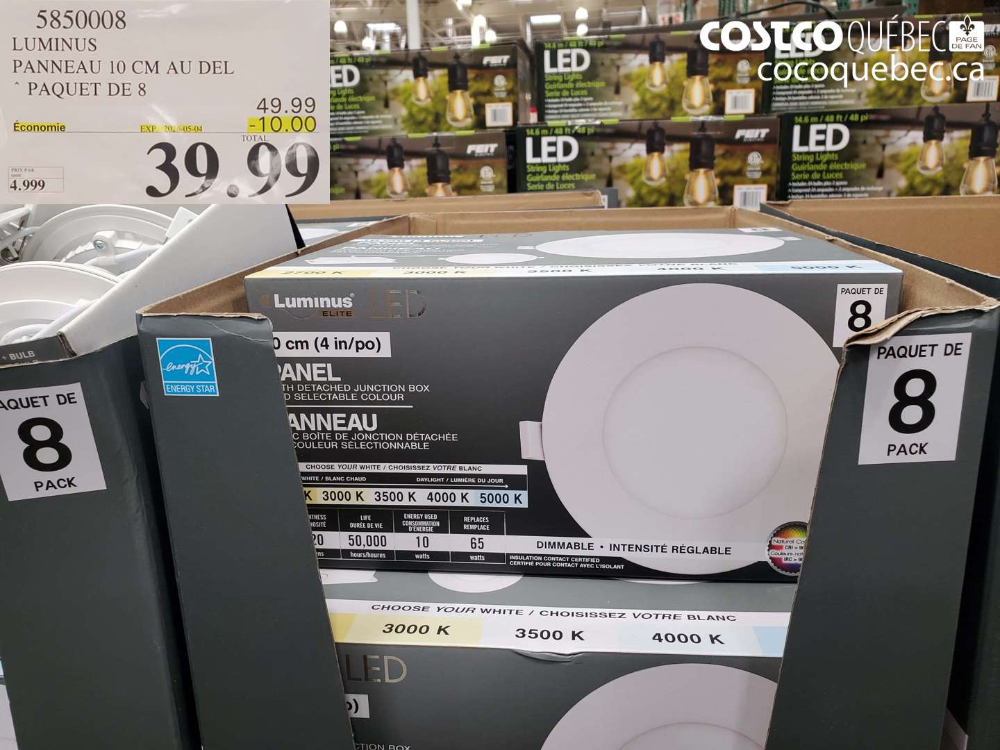 5850008 LUMINUS PANNEAU 10 CM AU DEL PAQUET DE 8 ($10.00 INSTANT SAVINGS EXPIRES ON 2026-05-04) $39.99