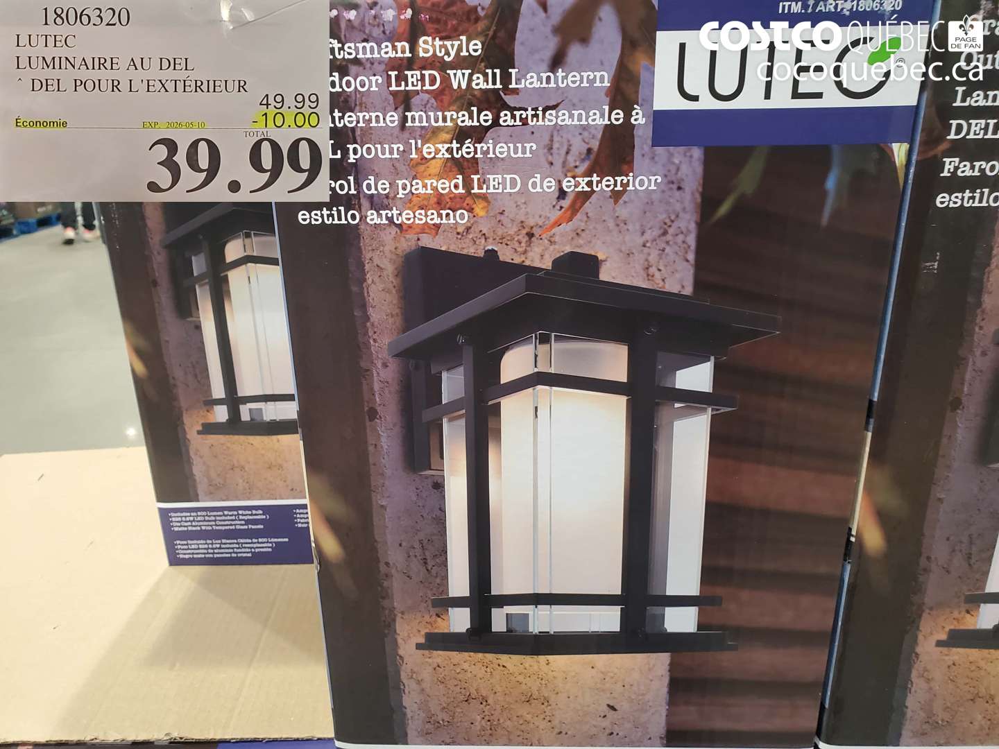 1806320 LUTEC LUMINAIRE AU DEL POUR L'EXTERIEUR ($10.00 INSTANT SAVINGS EXPIRES ON 2026-05-10) $39.99