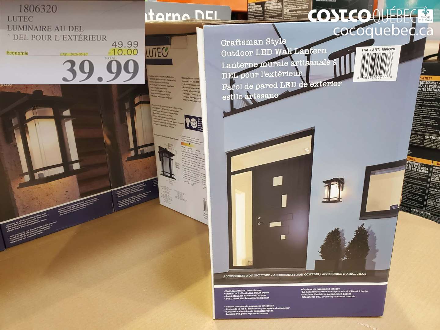 1806320 LUTEC LUMINAIRE AU DEL POUR L'EXTERIEUR ($10.00 INSTANT SAVINGS EXPIRES ON 2026-05-10) $39.99