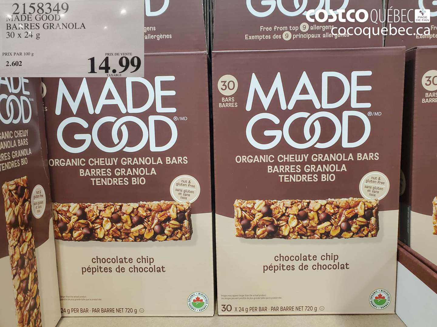 2138349 MADE GOOD BARRES GRANOLA 30 X 24 G $14.99