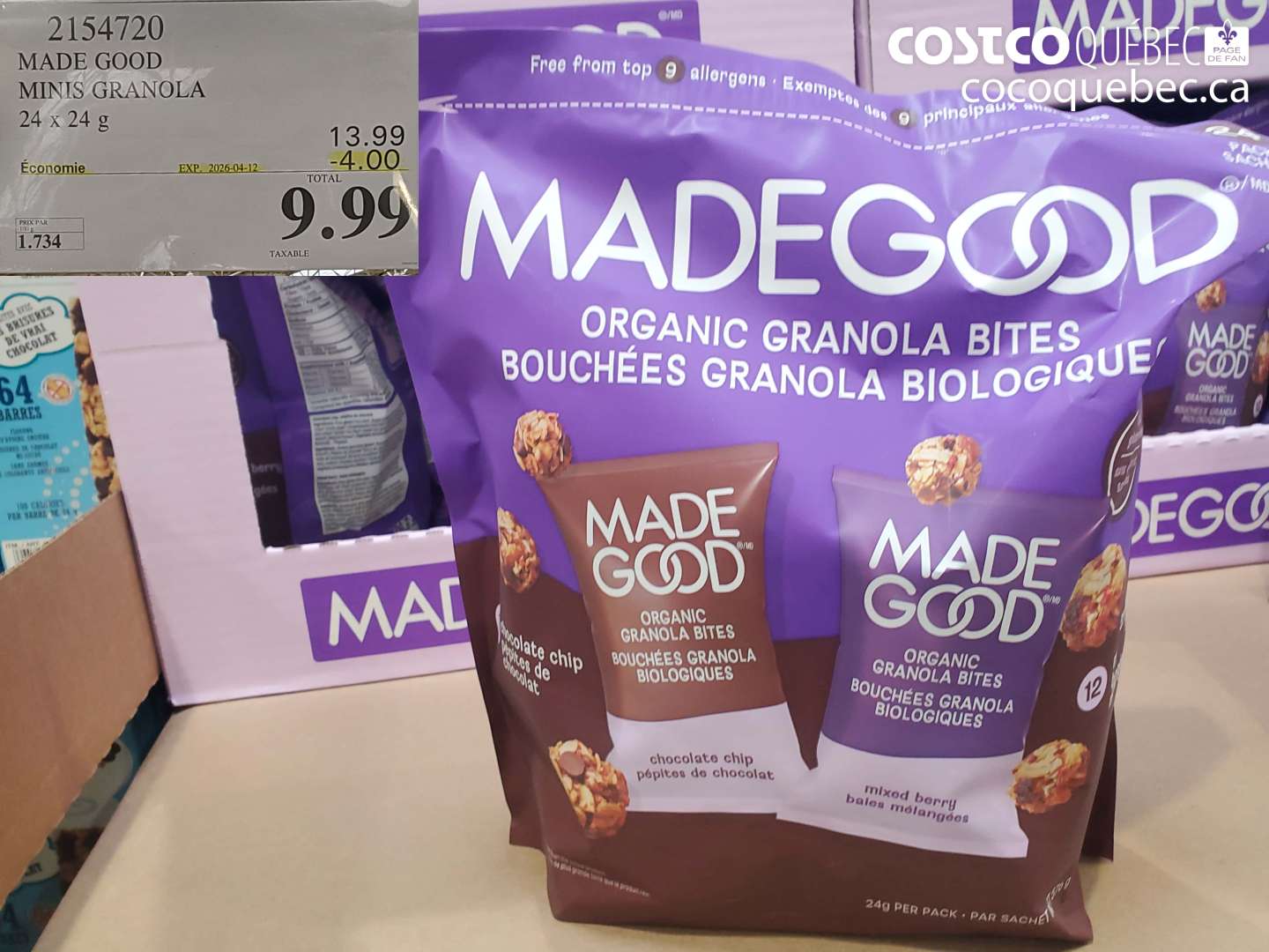 2154720 MADE GOOD MINIS GRANOLA 24 X 24 G ($4.00 INSTANT SAVINGS EXPIRES ON 2026-04-12) $9.99