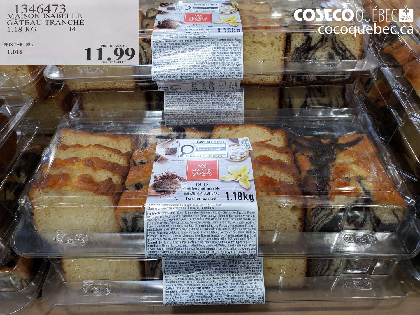 1346473 MAISON ISABELLE GATEAU TRANCHE 1.18 KG $11.99