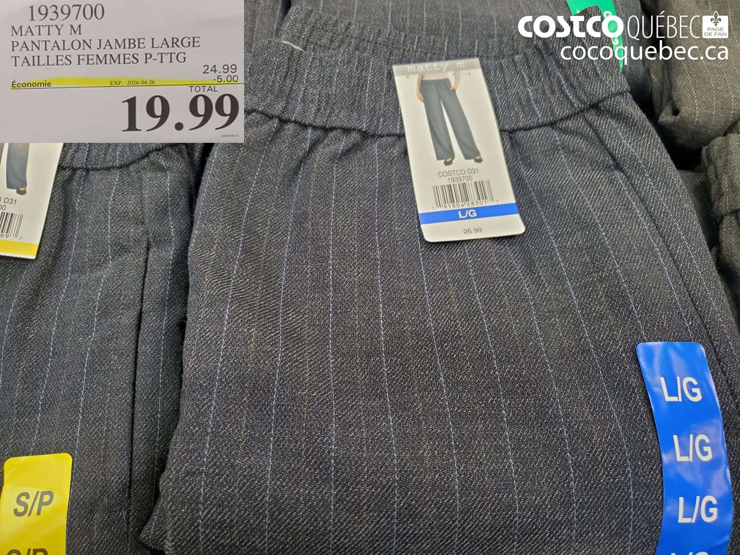 1939700 MATTY M PANTALON JAMBE LARGE TAILLES FEMMES P-TTG ($5.00 INSTANT SAVINGS EXPIRES ON 2026-04-26) $19.99