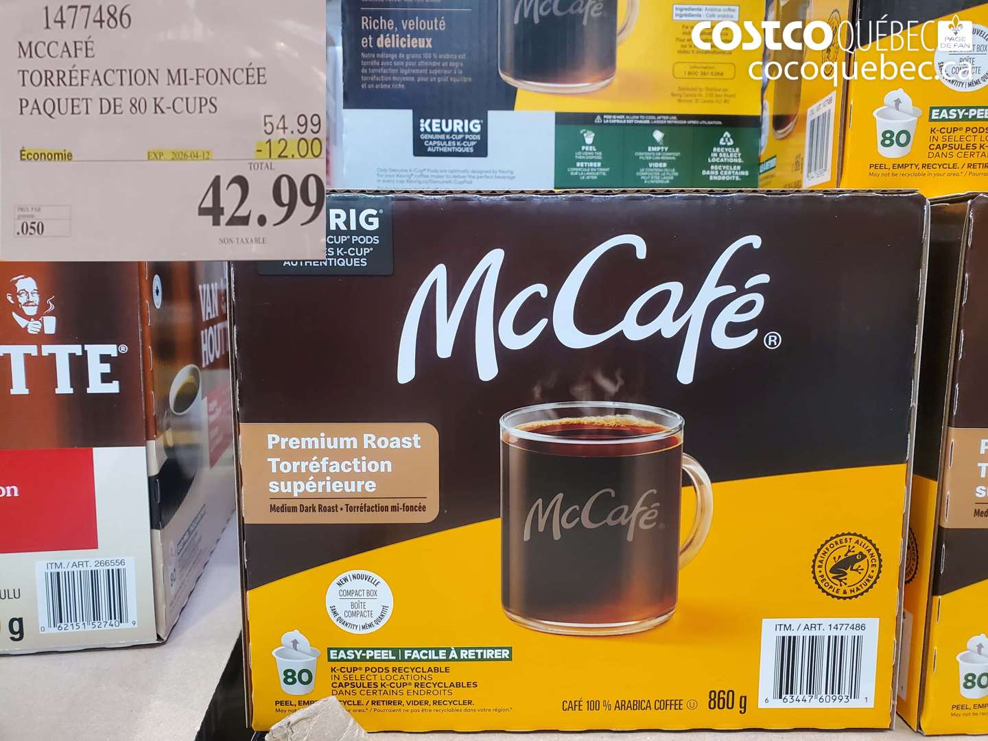 1477486 MCCAFÉ TORRÉFACTION MI-FONCÉE PAQUET DE 80 K-CUPS ($12.00 INSTANT SAVINGS EXPIRES ON 2026-04-12) $42.99