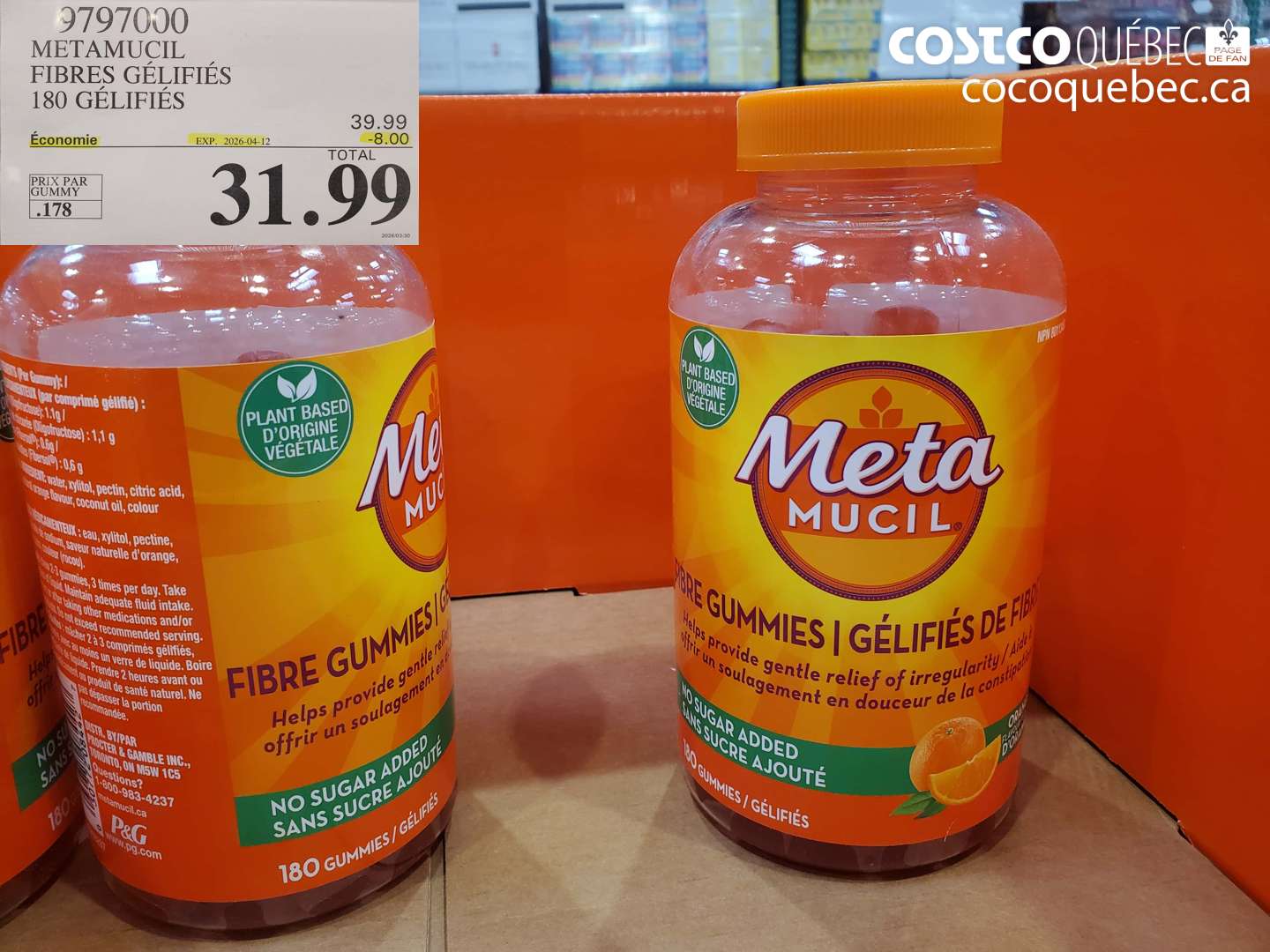 9797000 METAMUCIL FIBRES GELIFIES 180 GELIFIES ($8.00 INSTANT SAVINGS EXPIRES ON 2026-04-12) $31.99