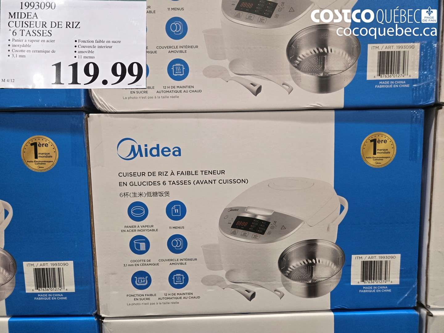 1993090 MIDEA CUISSEUR DE RIZ 6 TASSES $119.99