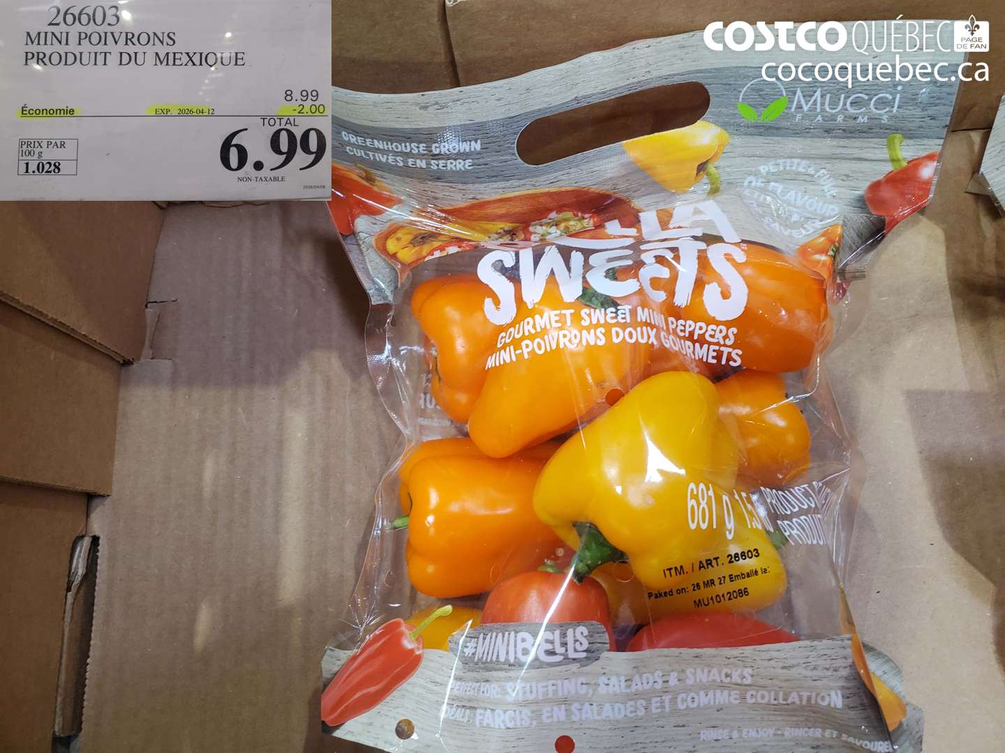 26603 MINI POIVRONS PRODUIT DU MEXIQUE ($2.00 INSTANT SAVINGS EXPIRES ON 2026-04-12) $6.99