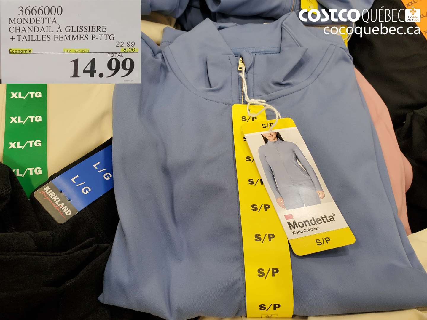 3666000 MONDETTA CHANDAIL A GLISSIERE + TAILLES FEMMES P-TTG ($8.00 INSTANT SAVINGS EXPIRES ON 2026-05-03) $14.99