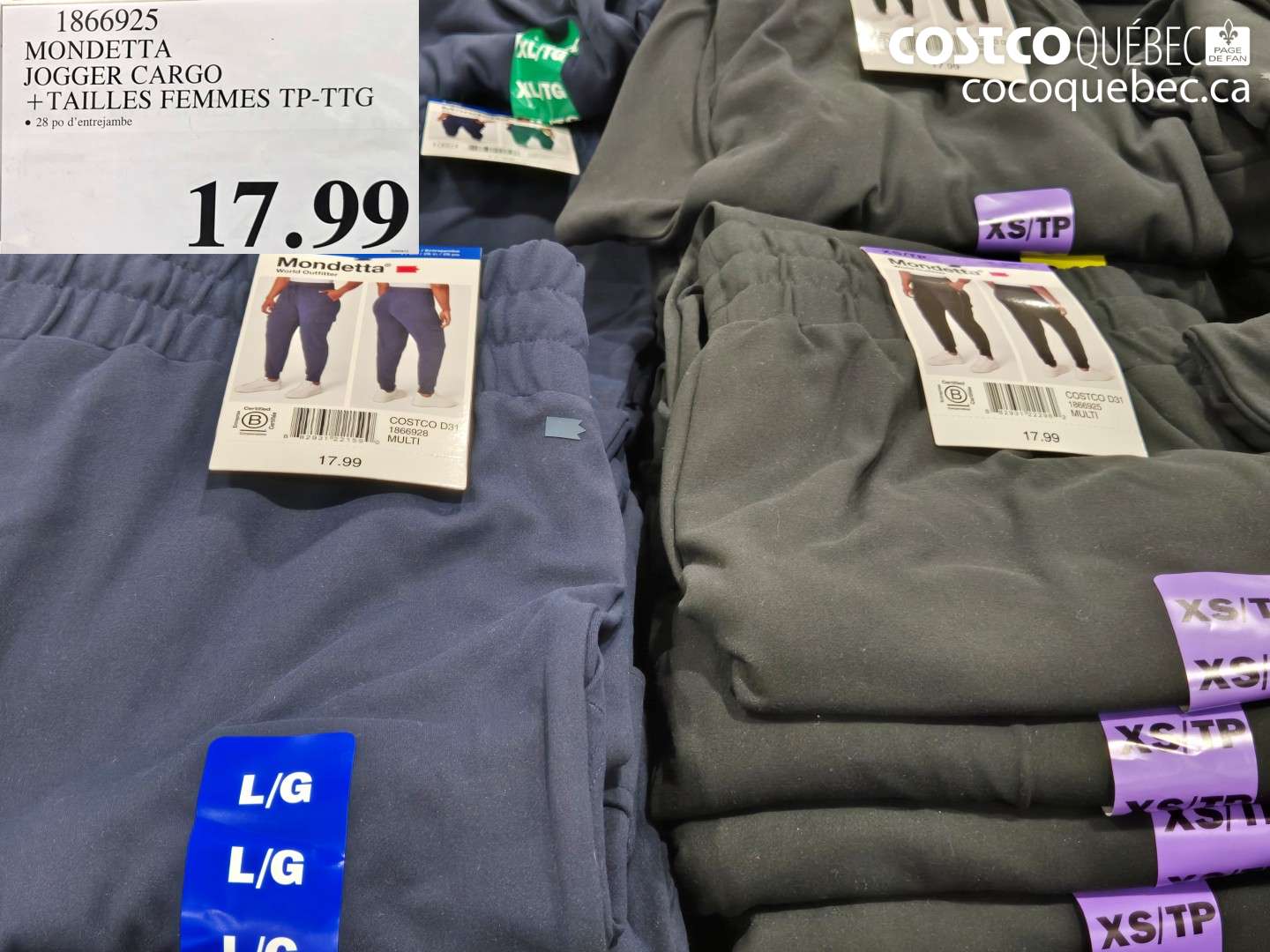 1866925 MONDETTA JOGGER CARGO + TAILLES FEMMES TP-TG $17.99