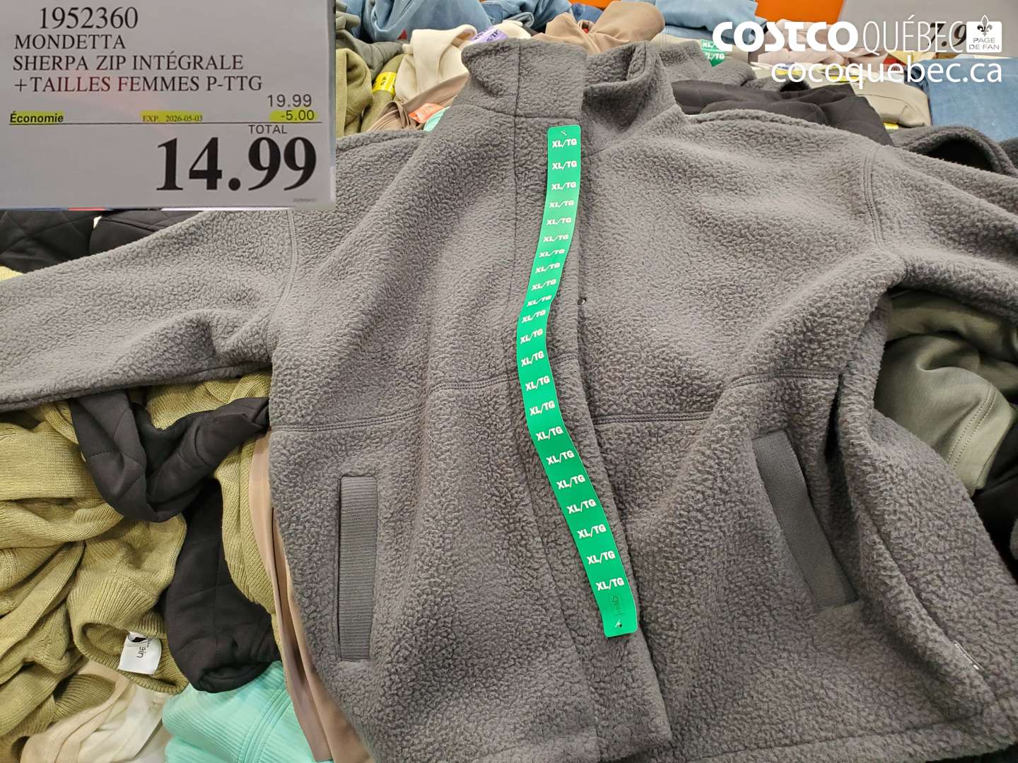 1952360 MONDETTA SHERPA ZIP INTEGRALE +TAILLES FEMMES P-TTG ($5.00 INSTANT SAVINGS EXPIRES ON 2026-05-02) $14.99