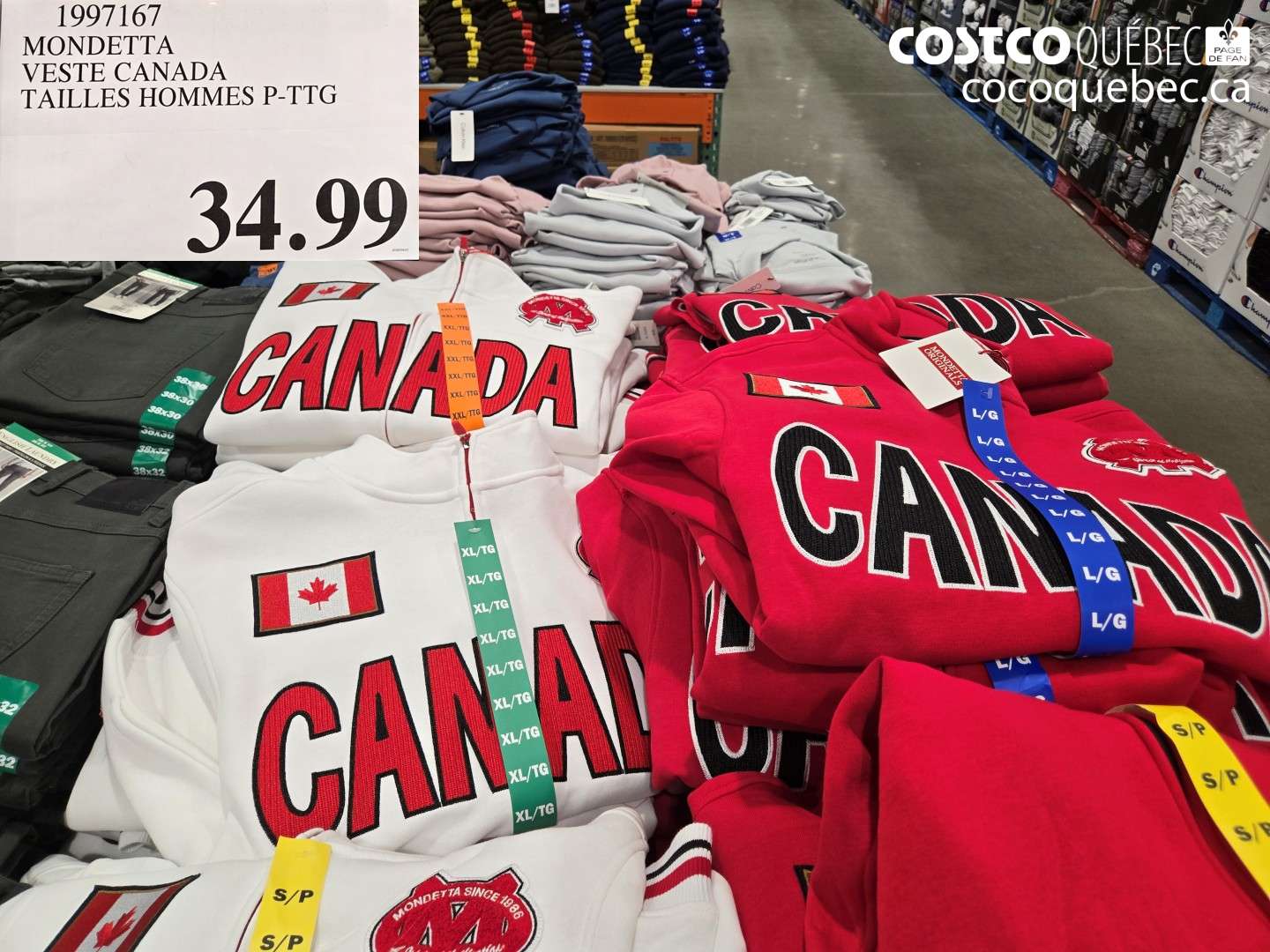 1997167 MONDETTA VESTE CANADA TAILLES HOMMES P-TIG $34.99
