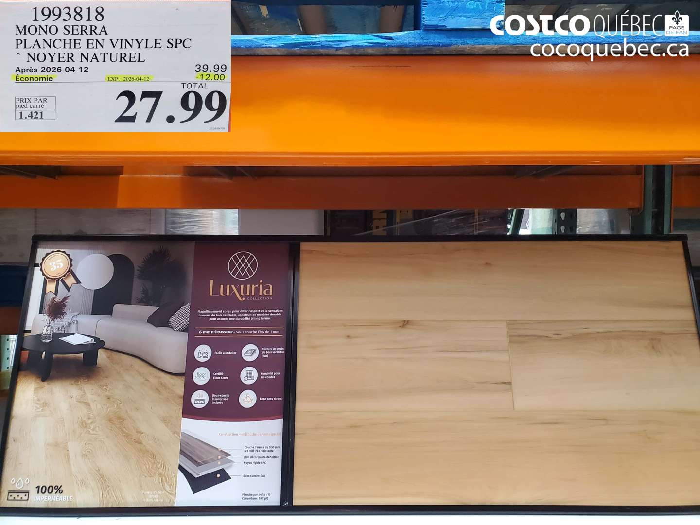 1993818 MONO SERRA PLANCHE EN VINYLE SPC NOYER NATUREL ($12.00 INSTANT SAVINGS EXPIRES ON 2026-04-12) $27.99