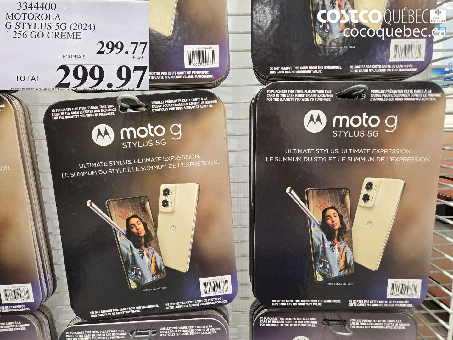 3344400 MOTOROLA G STYLUS 5G (2024) 256 GO CREME $299.97