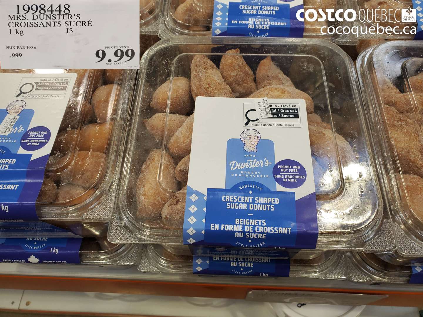 1998448 MRS. DUNSTER'S CROISSANTS SUCRÉ 1 KG $9.99