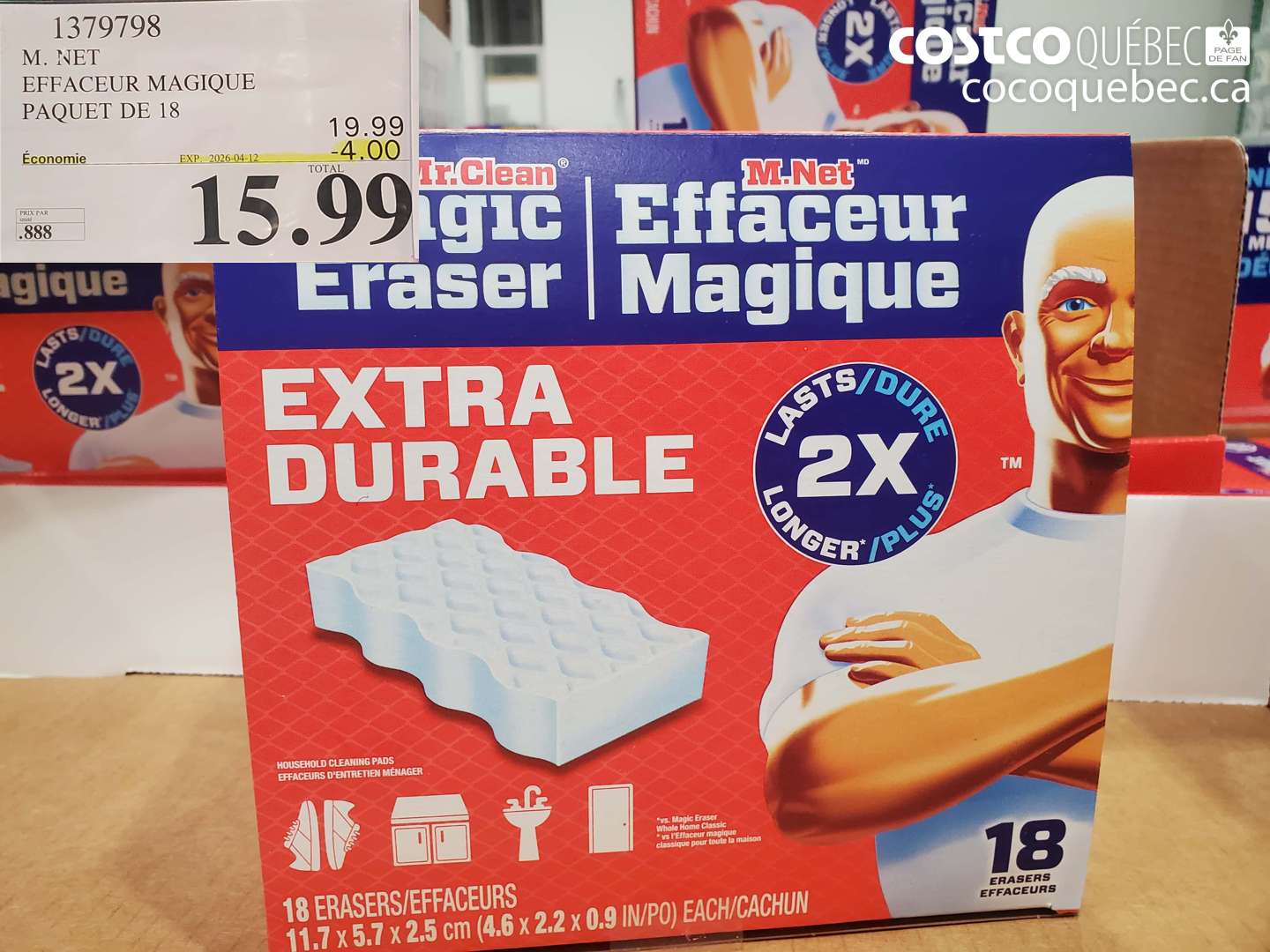 1379798 M. NET EFFACEUR MAGIQUE PAQUET DE 18 ($4.00 INSTANT SAVINGS EXPIRES ON 2026-04-12) $15.99