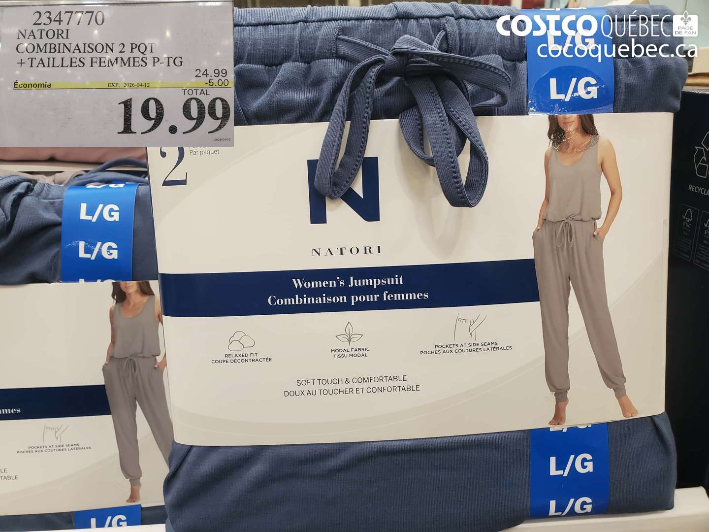 2347770 NATORI COMBINAISON 2 POT + TAILLES FEMMES P-TG ($5.00 INSTANT SAVINGS EXPIRES ON 2026-04-12) $19.99