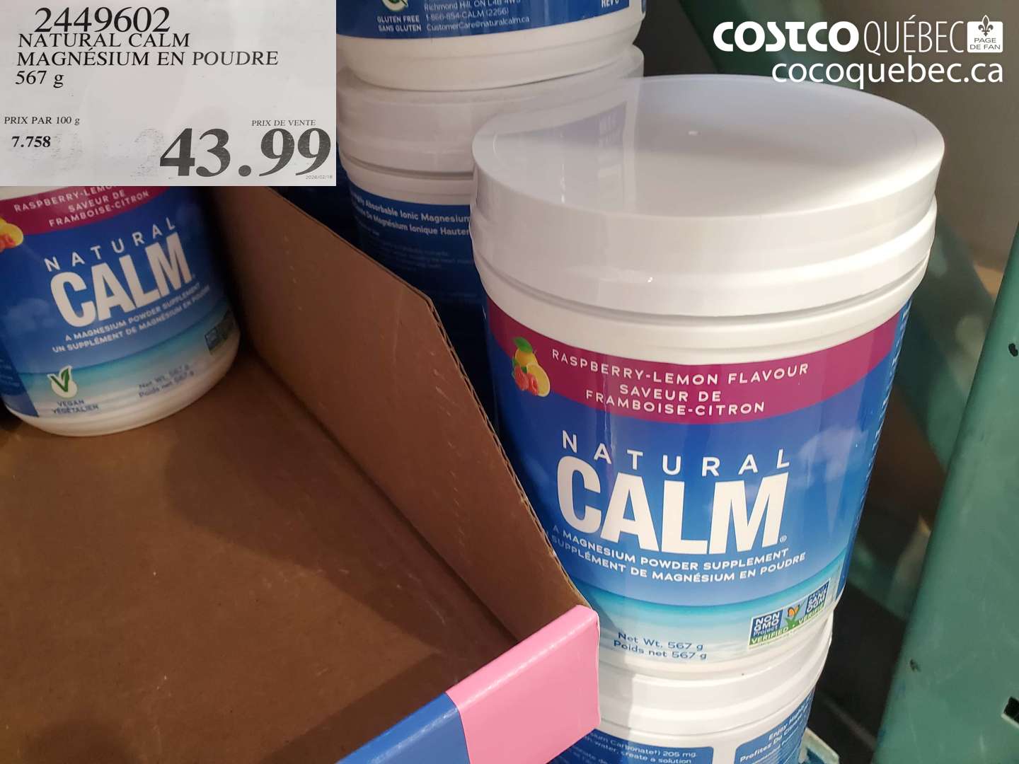 2449602 NATURAL CALM MAGNESIUM EN POUDRE $43.99