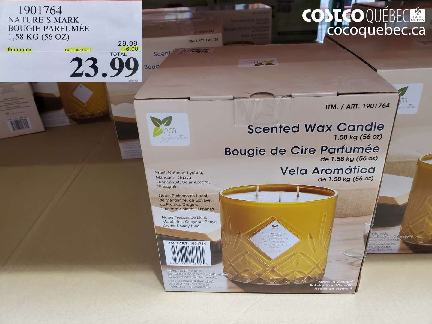 1901764 NATURE'S MARK BOUGIE PARFUMÉE 1,58 KG (56 OZ) ($6.00 INSTANT SAVINGS EXPIRES ON 2026-05-10) $23.99