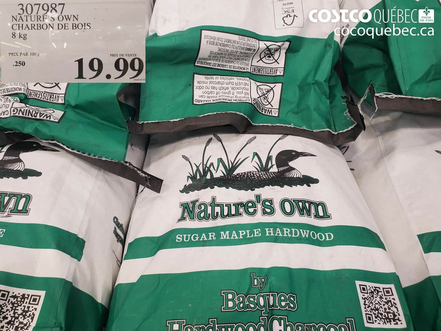 307987 NATURE'S OWN CHARBON DE BOIS 8 KG $19.99