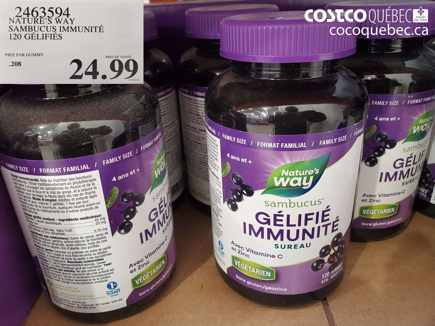 2463594 NATURE'S WAY SAMBUCUS IMMUNITÉ 120 GELFIES $24.99
