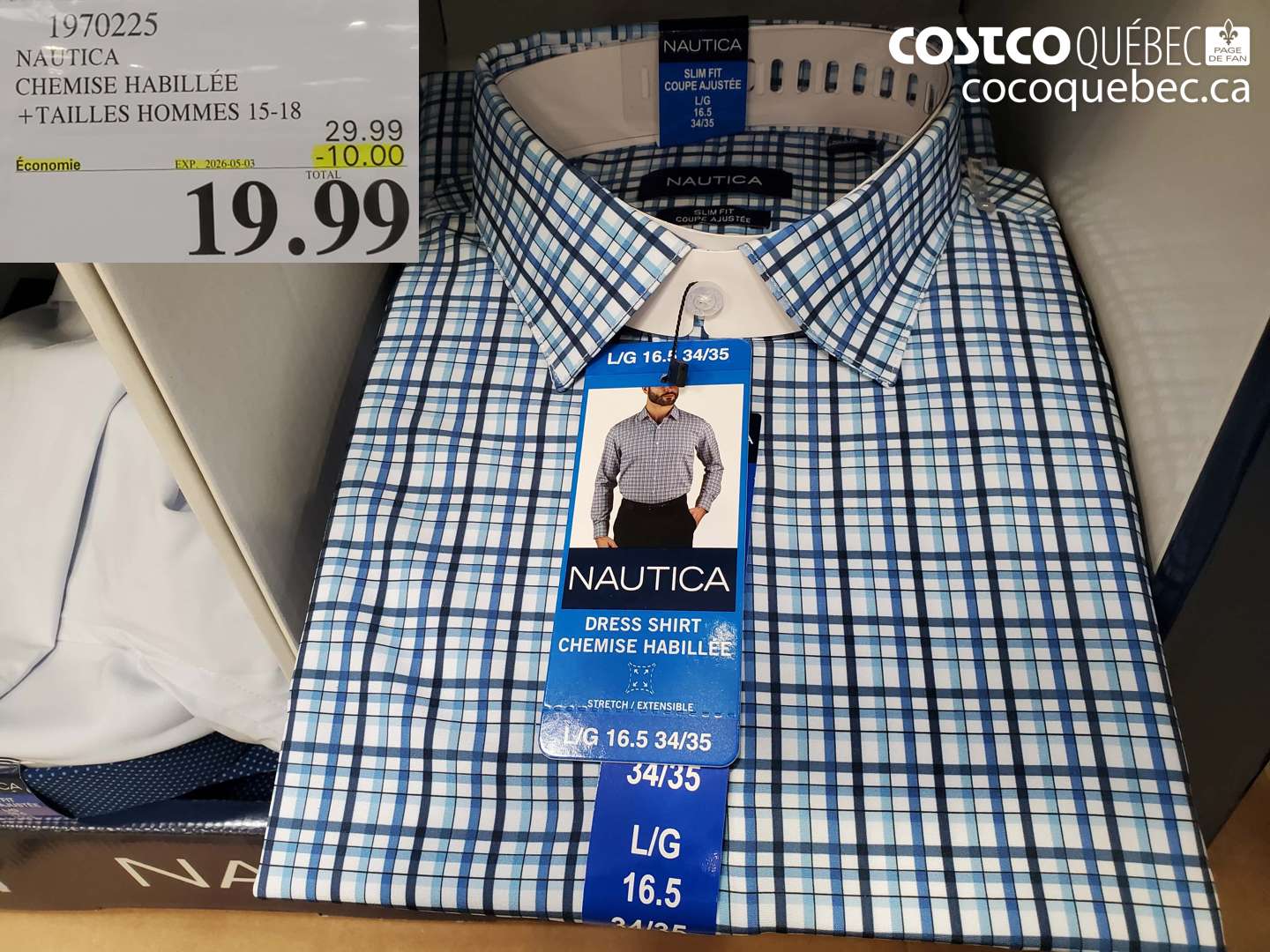 1970225 NAUTICA CHEMISE HABILLÉE +TAILLES HOMMES 15-18 ($10.00 INSTANT SAVINGS EXPIRES ON 2026-05-03) $19.99