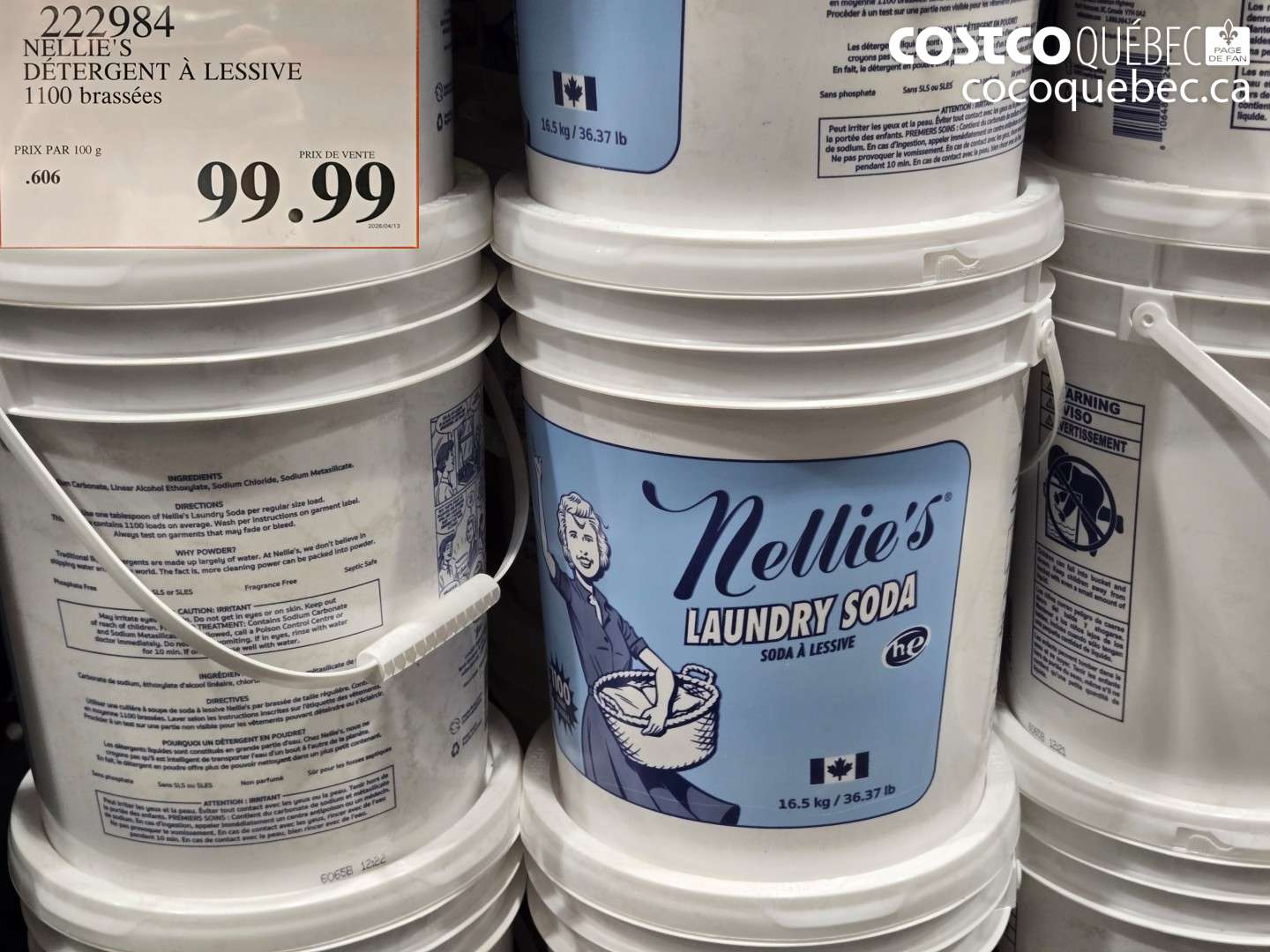 222984 NELLIE'S DÉTERGENT À LESSIVE 1100 BRASSÉES $99.99