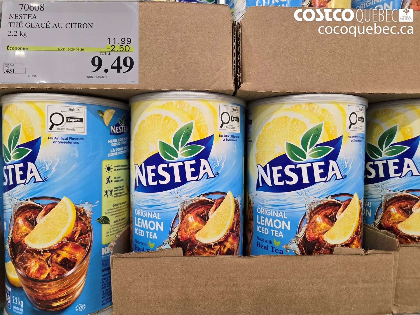 70608 NESTEA THÉ GLACÉ AU CITRON 2.2 KG ($2.50 INSTANT SAVINGS EXPIRES ON 2026-04-26) $9.49