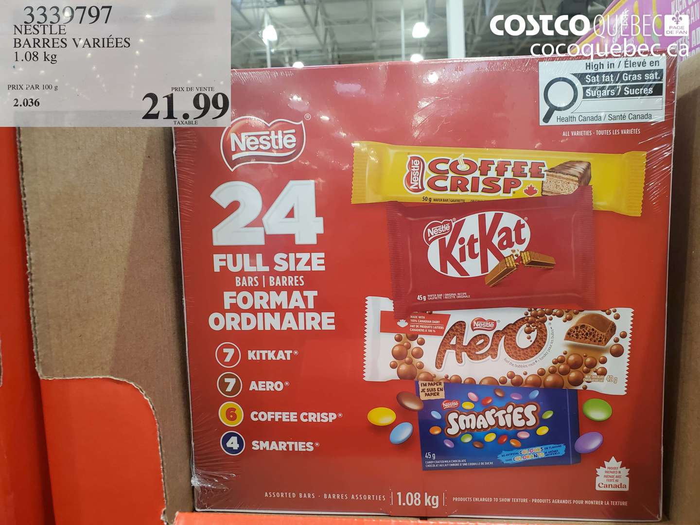 3339797 NESTLE BARRES VARIÉES 1.08 KG $21.99