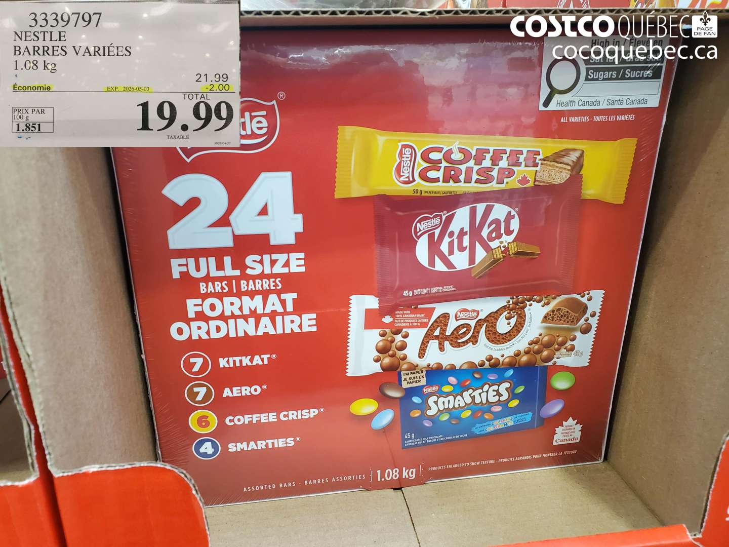 3339797 NESTLE BARRES VARIÉES 1.08 KG ($2.00 INSTANT SAVINGS EXPIRES ON 2026-05-03) $19.99