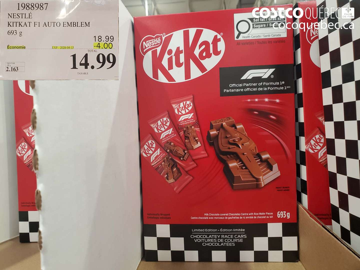 1988987 NESTLÉ KITKAT F1 AUTO EMBLEM 693 G ($4.00 INSTANT SAVINGS EXPIRES ON 2026-04-15) $14.99