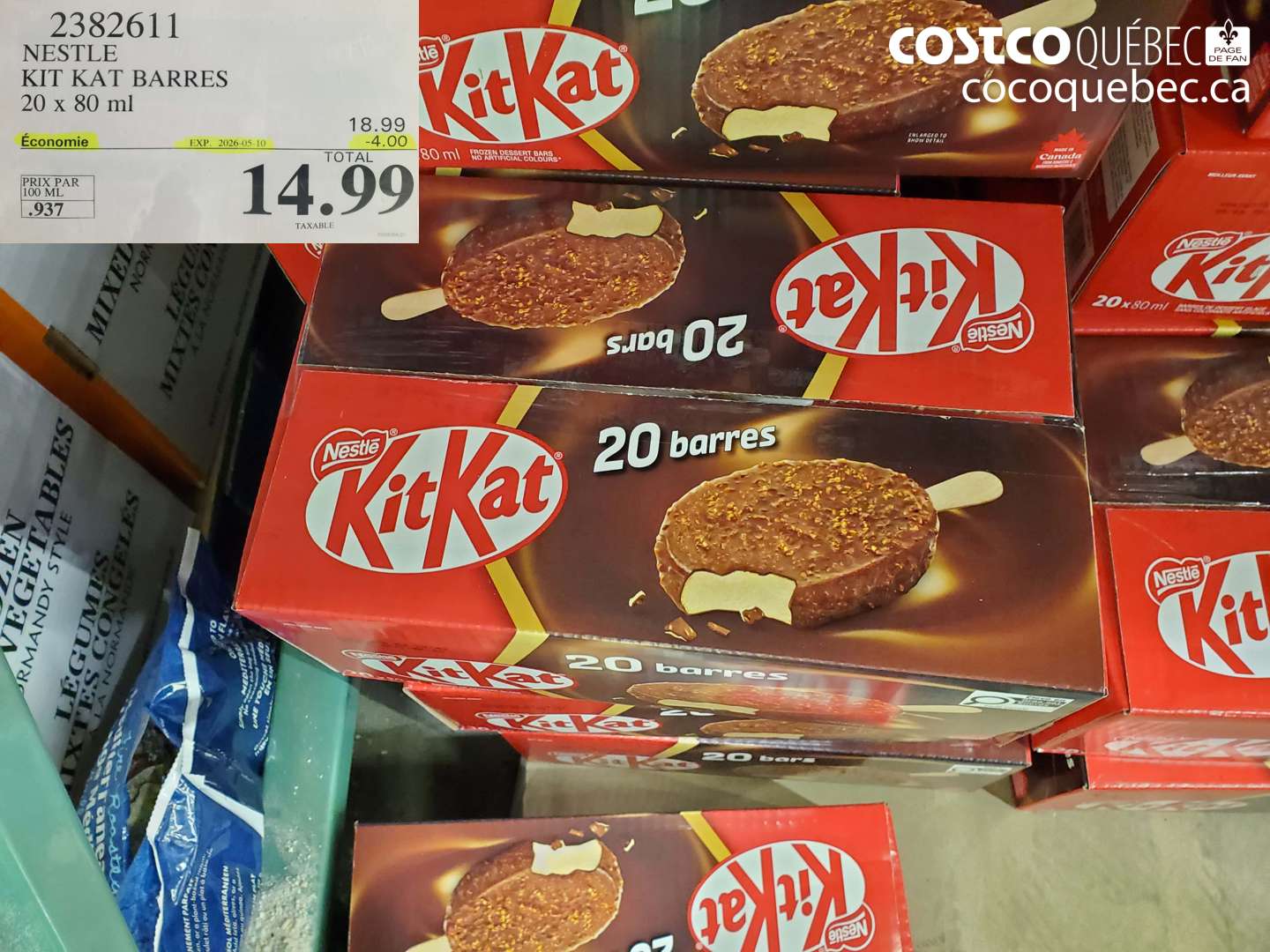 2382611 NESTLE KIT KAT BARRES 20 X 80 ML ($4.00 INSTANT SAVINGS EXPIRES ON 2026-05-10) $14.99