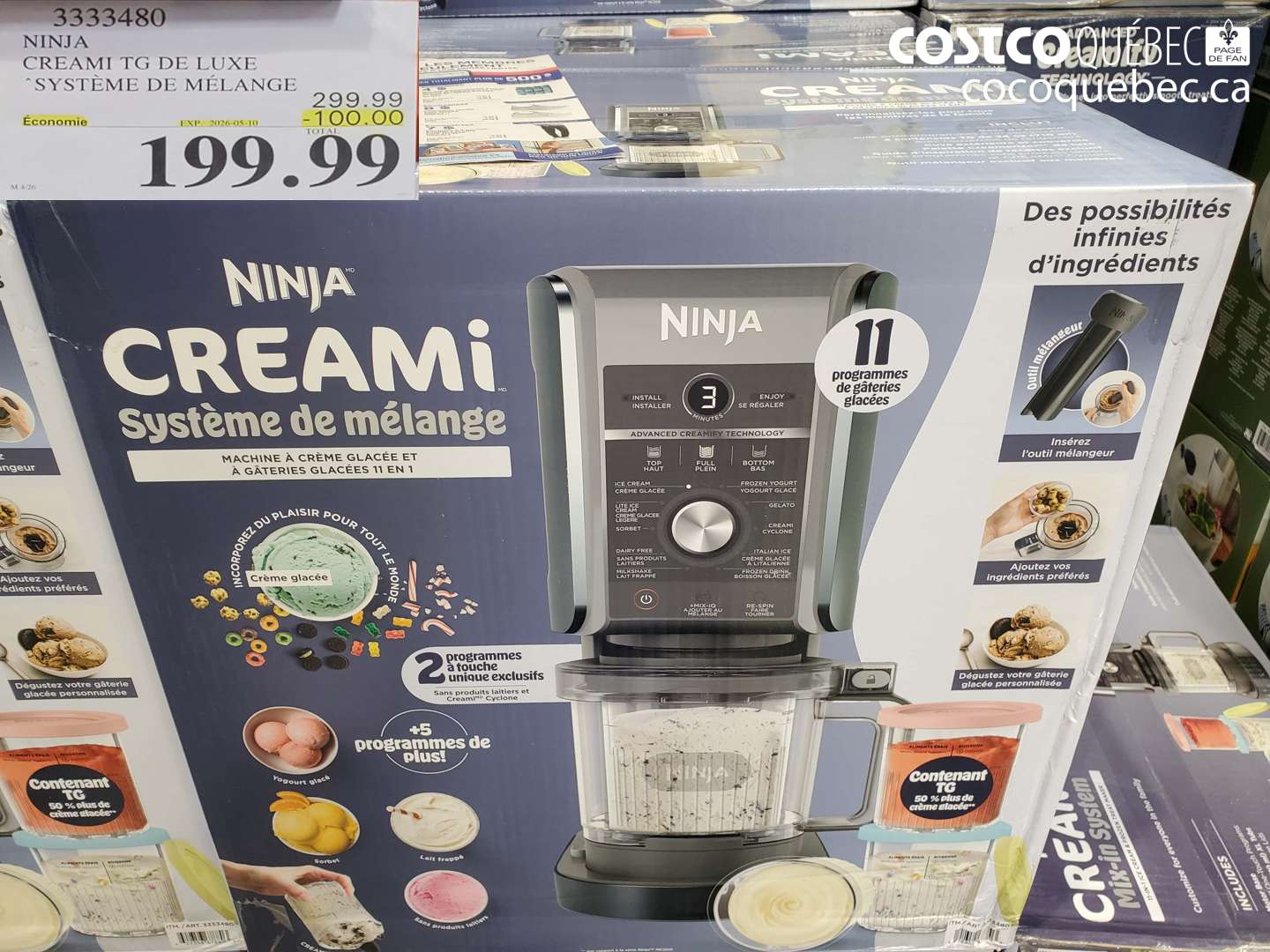 3333480 NINJA CREAMI TG DE LUXE SYSTÈME DE MÉLANGE ($100.00 INSTANT SAVINGS EXPIRES ON 2026-05-10) $199.99