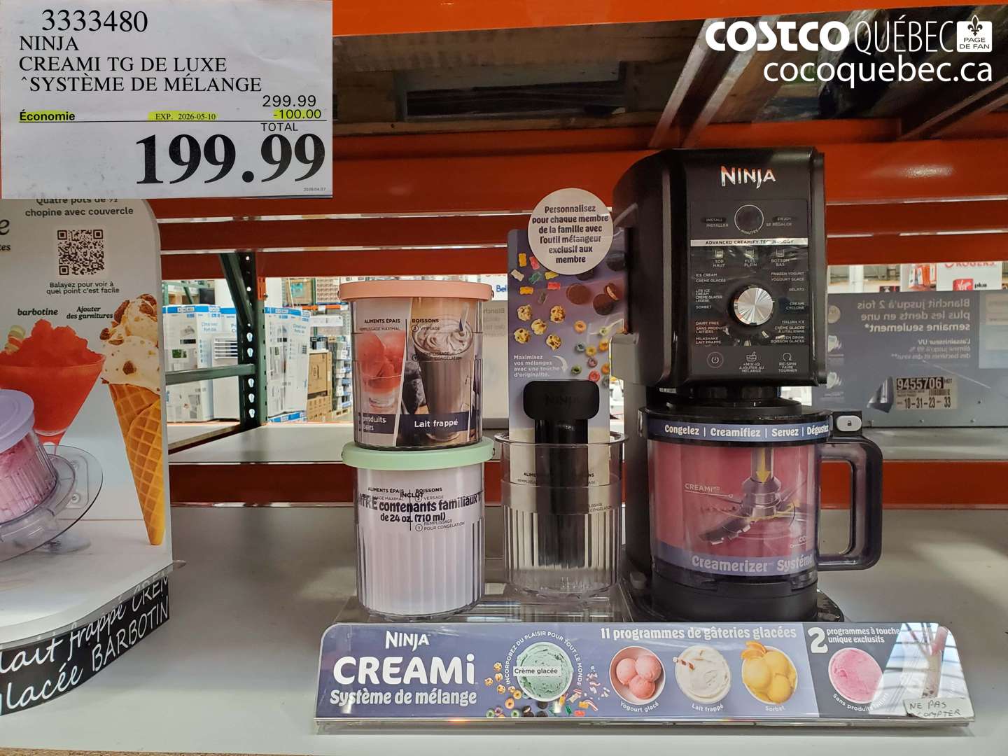 3333480 NINJA CREAMI TG DE LUXE SYSTÈME DE MÉLANGE ($100.00 INSTANT SAVINGS EXPIRES ON 2026-05-10) $199.99