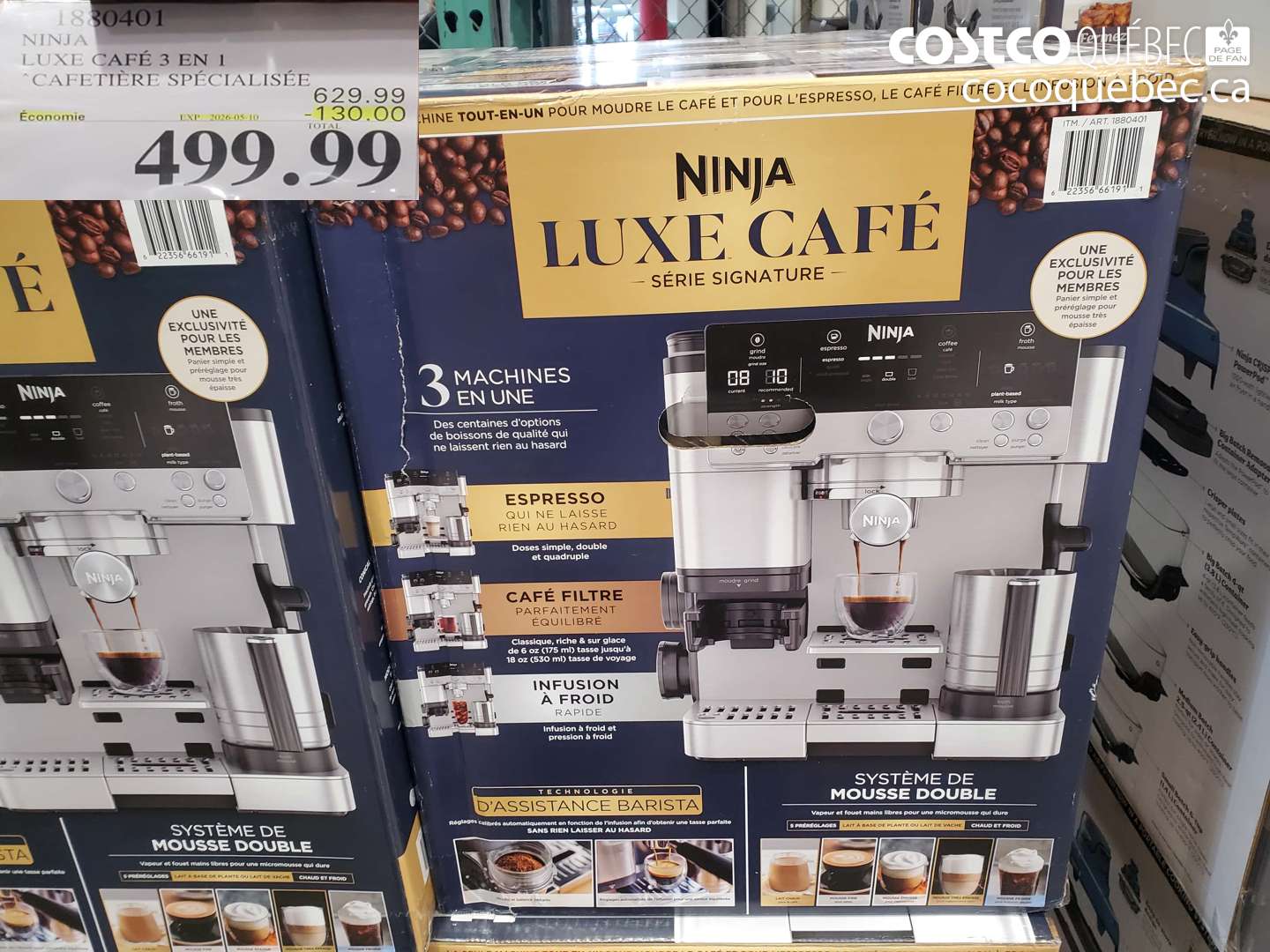1880401 NINJA LUXE CAFÉ 3 EN 1 CAFETIÈRE SPÉCIALISÉE ($130.00 INSTANT SAVINGS EXPIRES ON 2026-05-10) $499.99