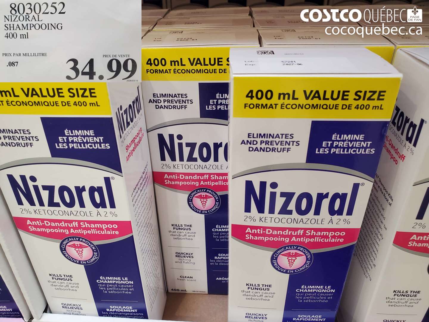 8030252 NIZORAL SHAMPOOING 400 ML $34.99